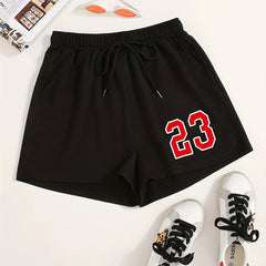 Letter Print Elastic Drawstring Shorts Y2K Sports Loose High Waist Summer Shorts