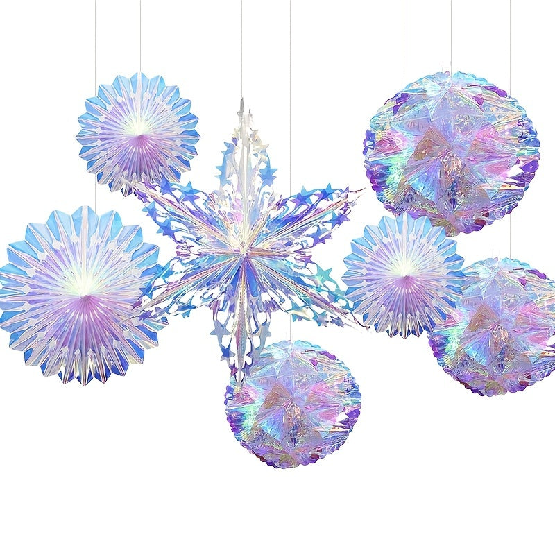 Iridescent Snow Ball Ornament Hanging Decoration Set of 3