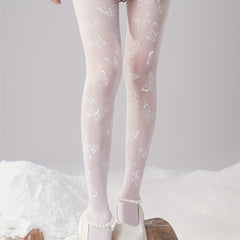 Butterfly Pattern High Waist Mesh Pantyhose Women's Stockings