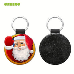 10pcs Glitter PU Leather Sublimation Blank Keychain Heat Transfer Key Chain