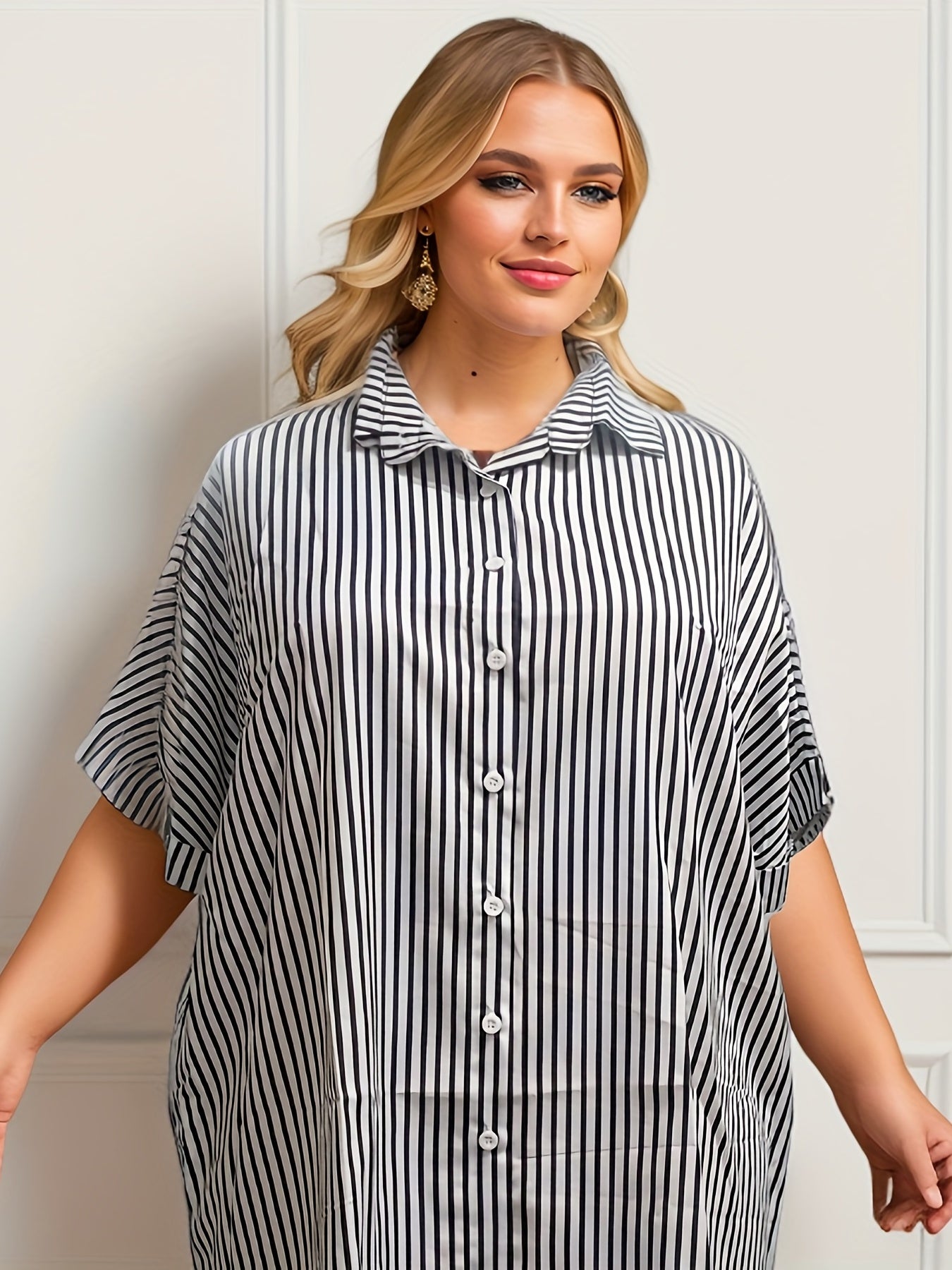 Stripe Print Long Sleeve Blouse