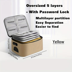 File Bag Lock 5-Layer File Storage Box Waterproof Zipper Security