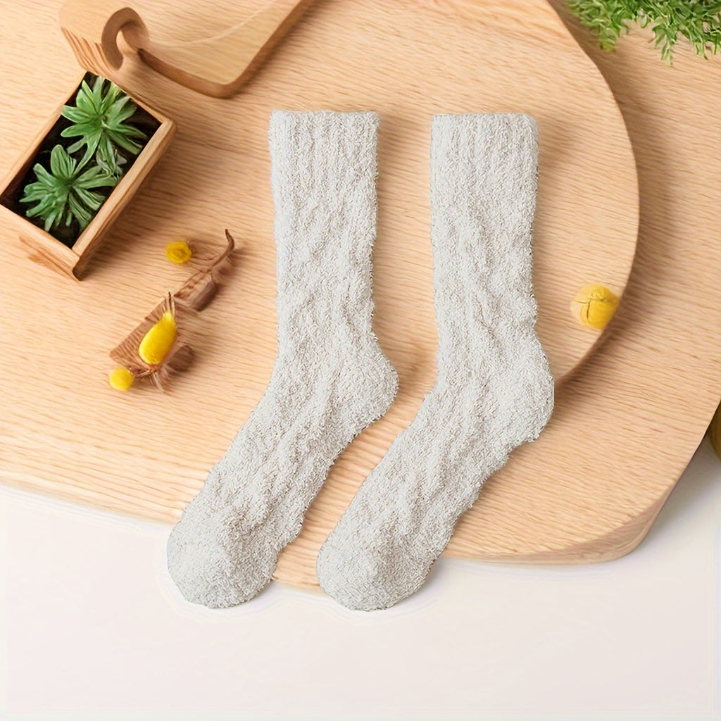 5 Pairs Men's Thick Coral Velvet Home Floor Winter Warm Crew Socks