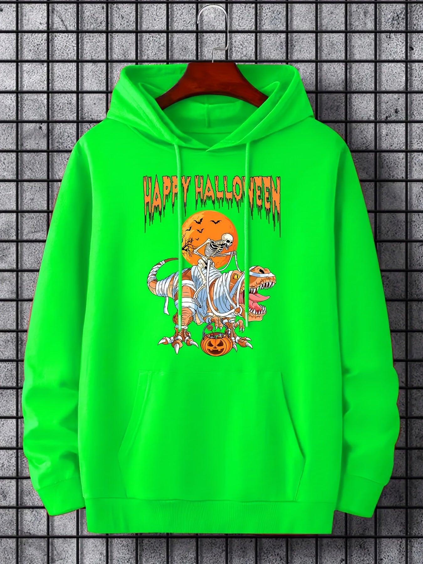 Men's Halloween Dino Hoodie Casual Sweatshirt for Outdoor