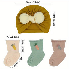 3 Pairs Baby Boneless Socks & Twisted Cap Boys Girls