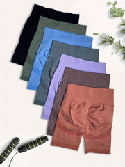 7pcs Solid Yoga Shorts High Stretch Running Sports Fitness Shorts Women's