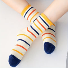 5pairs Boys Kids Breathable Comfy Sweat-absorbing Crew Socks