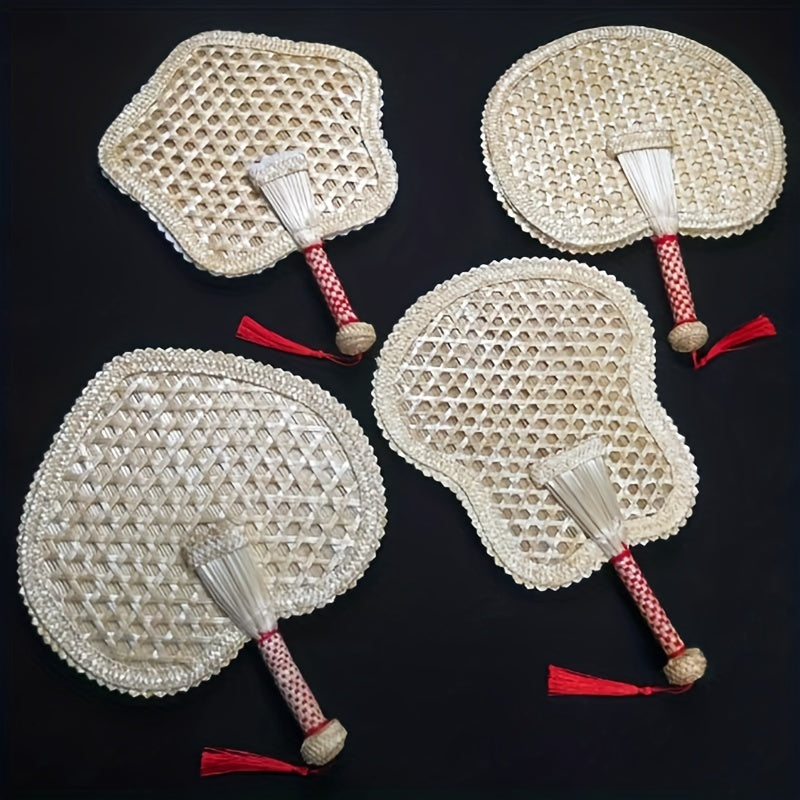 Vintage Woven Fan Handheld Portable Chinese Style Cattail Fan