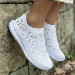 Women's Rhinestone Sock Shoes Low Top Slip On Sneakers