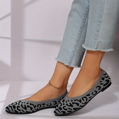 Leopard Print Pointed Toe Ballet Flats Slip On Shoes Soft Sole Comfy Walking