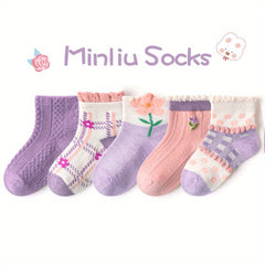 Girls Floral Ankle Socks for Kids - Breathable & Comfortable