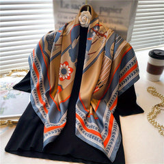 Geometric Print Bandana Square Scarf Silk Shawl Head Wrap Turban