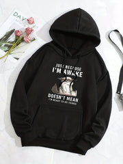 Graphic Print Kangaroo Pocket Hoodie Long Sleeve Hoodies