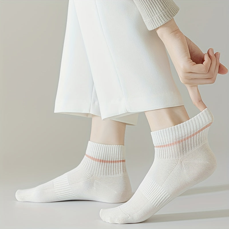 5 Pairs Solid Low Cut Ankle Socks Women's Stockings