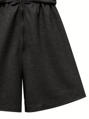 Casual Drawstring Hooded Romper Jumpsuit Women's Clothing