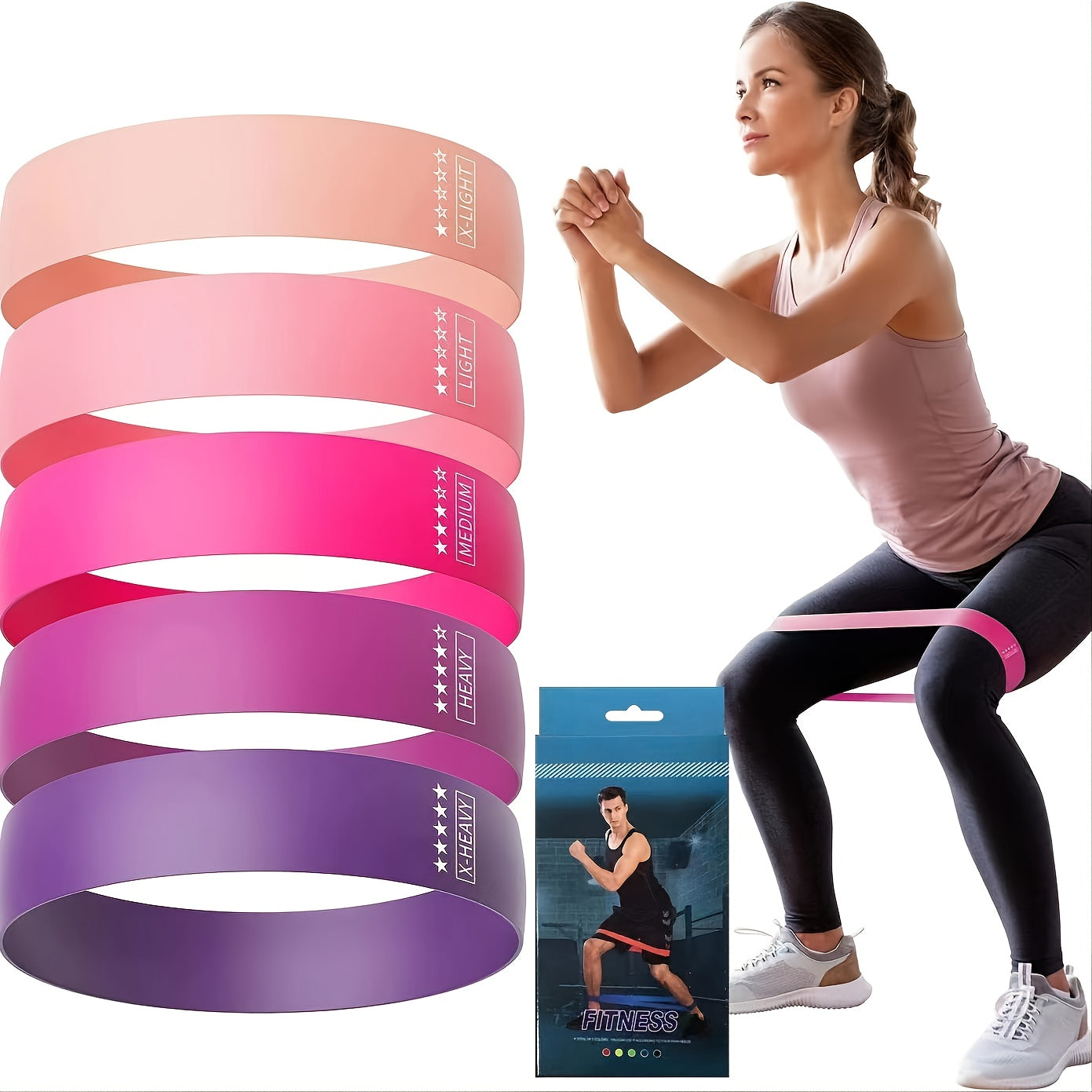 5 Pack Resistance Tapes - Stylish Bands for Workouts