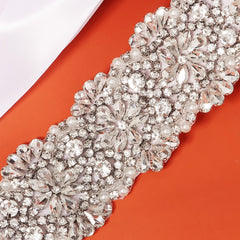 Crystal Bridal Belt Rhinestone Wedding Sash with Ribbon
