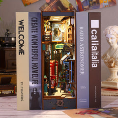 DIY Wooden Dollhouse Kit 3D Puzzle Book Stand Set with Furniture Crafts