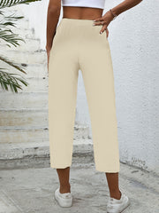 High Waist Drawstring Cropped Pants Women's Clothing