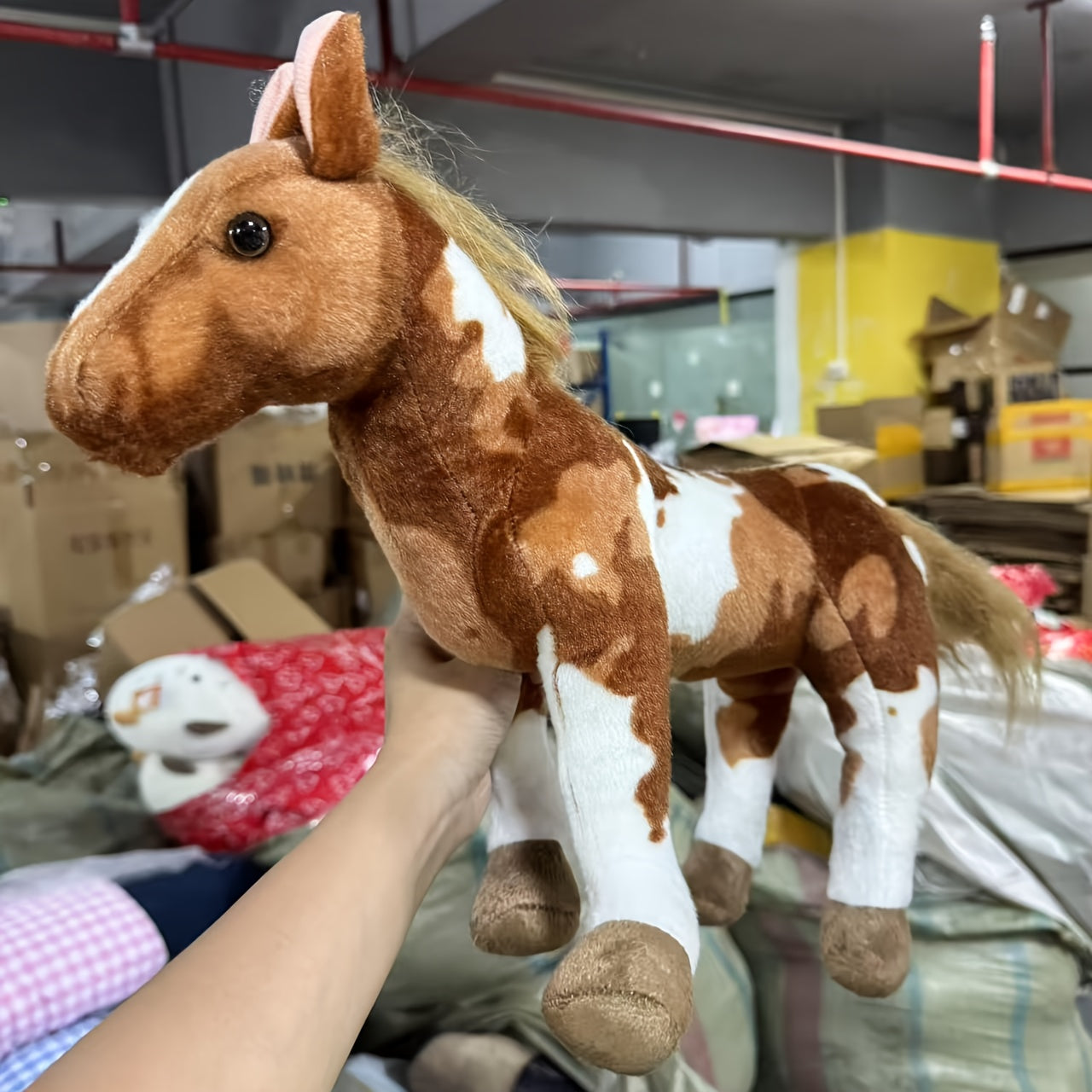 Realistic Cartoon Horse Plush Toy Soft Brown Stuffed Animal Mane Tail