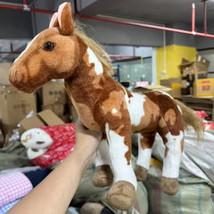 Realistic Cartoon Horse Plush Toy Soft Brown Stuffed Animal Mane Tail