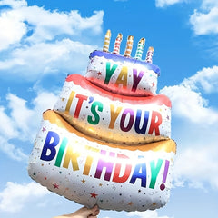 Colorful Candle Cake Aluminum Balloon Birthday Decoration