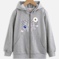 Girls Hooded Sweatshirt Jacket Butterfly Print Coat Kids Clothes