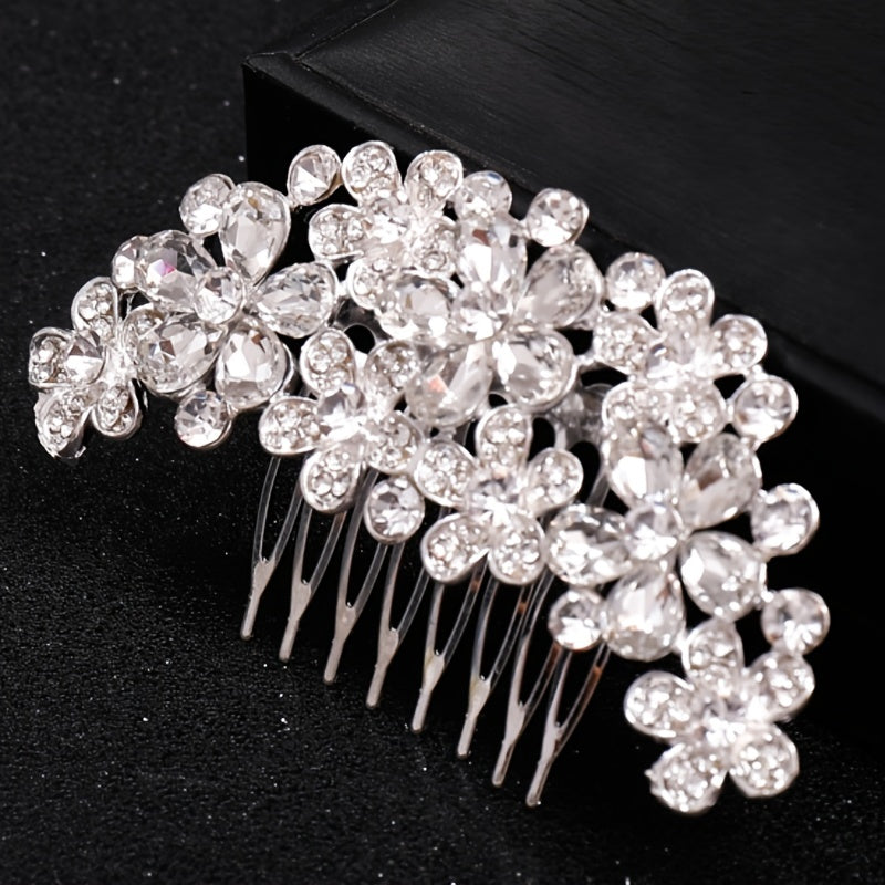 Crystal Flower Bridal Hair Comb Clip Rhinestone Wedding Hairpin