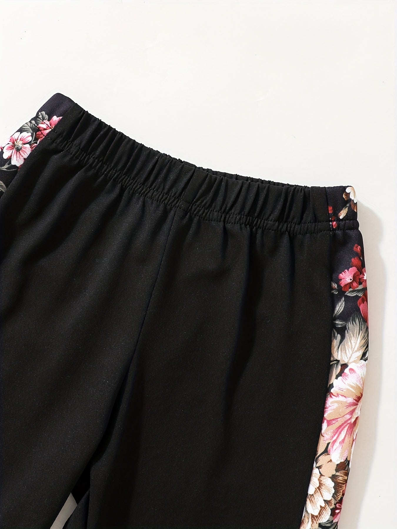 Peony Floral Pattern Girl's 2pcs Long Sleeve Top & Pants Set