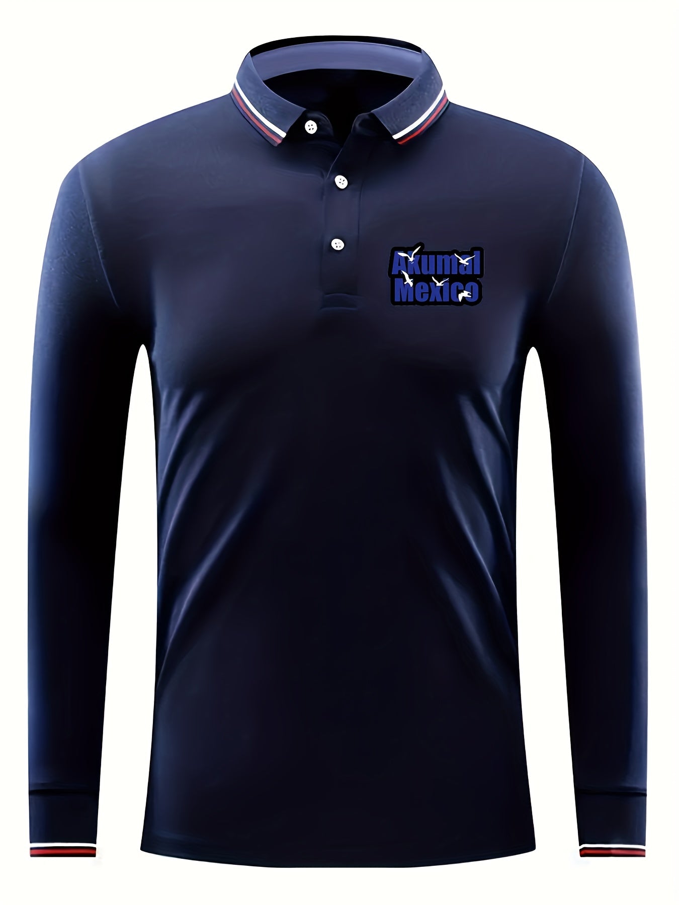 AKUMAL MEXICO Men's Custom Fit Long Sleeve Polo Shirt
