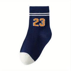 5 Pairs Cartoon Sports Socks for Autumn Winter Spring