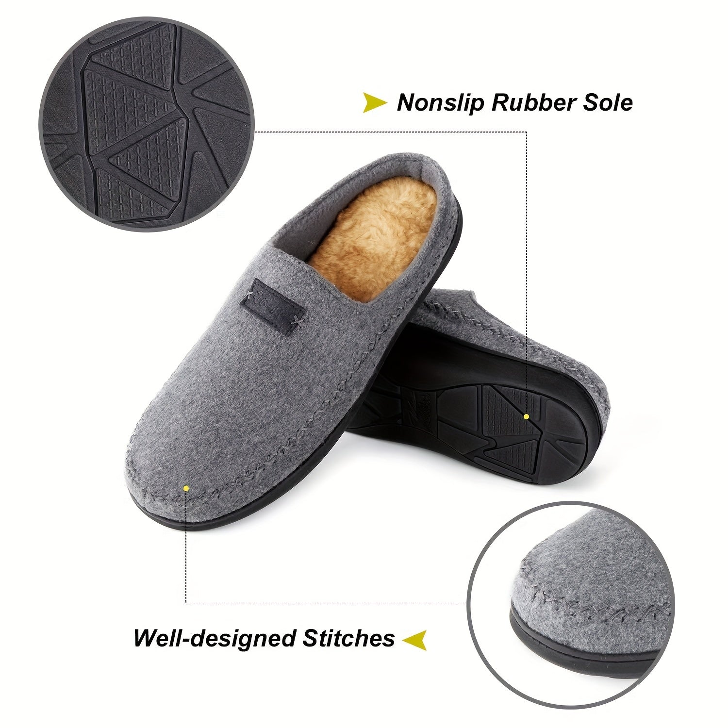 Men's Plush Lining Non-slip House Shoes Soft Sole Slip-On Moccasin
