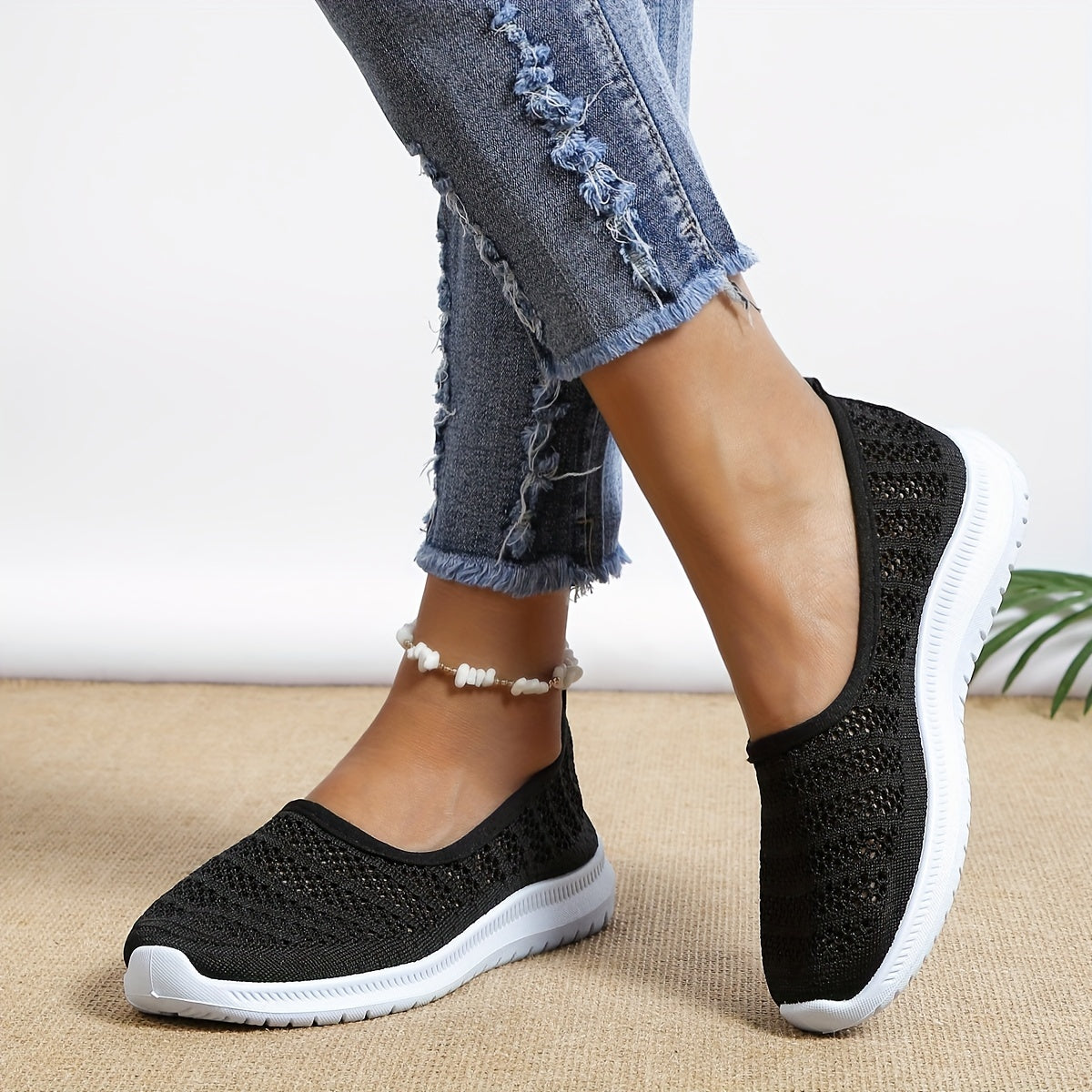 Women's Breathable Casual Summer Sneakers Low Top Slip On Mesh Shoes