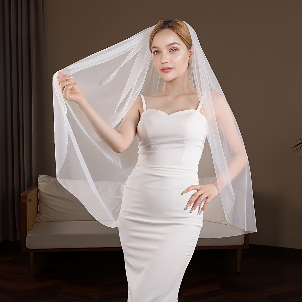 Bridal Veil with Floral Embellishments Soft Flowing Wedding Veil