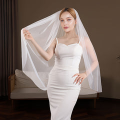 Bridal Veil with Floral Embellishments Soft Flowing Wedding Veil
