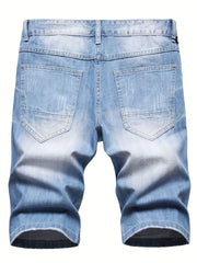 Men's Ripped Denim Shorts - Street Style Distressed Denim Shorts