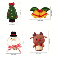 4pcs Wool Needle Felting Kit Christmas Tree Snowmen Beginners