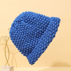 Warm Oversized Knit Beanie Bucket Hat Crochet Solid Cap Women Girls