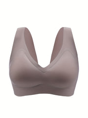 Seamless Solid High Stretch Invisible Bra with Removable Pads