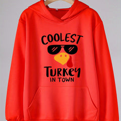 Coolest Turkey Print Hoodies Girls Comfy Hooded Pullover