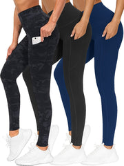 3 Pack Plus Size Marble Print High Waist Yoga Pants Set