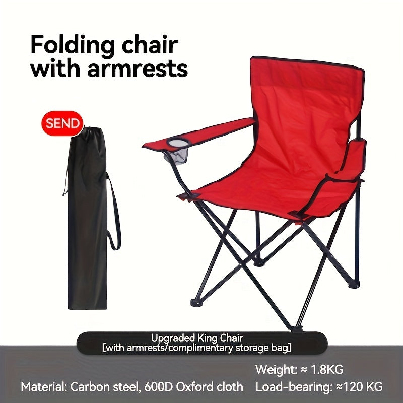 Portable Folding Chair with Armrest for Outdoor Picnic Beach