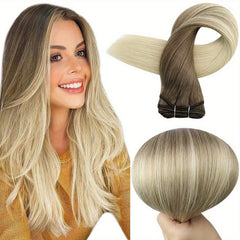 Human Hair Bundles Sew In Hair Extensions Double Weft 100G - Brunette Balayage