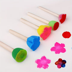 5pcs Mini Flower Sponge Stamp Set - 5 Colors - Students Painting Sponge Stamp