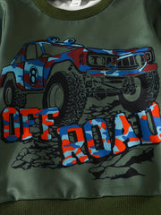 Boy's Camo 2pcs Sweatshirt & Sweatpants Set OFF ROAD Print Top