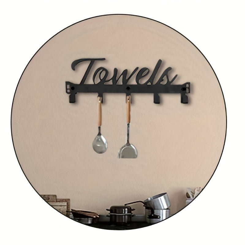 Wall Mounted Punching Door Back Shelf With 5 Hooks Iron Clothes Hook Shelf