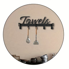 Wall Mounted Punching Door Back Shelf With 5 Hooks Iron Clothes Hook Shelf