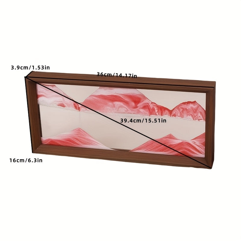 15-Inch Pink 3D Sand Art Hourglass with High Glass Art and Wooden Frame