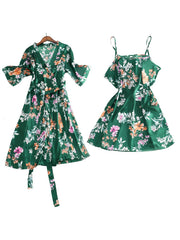 Satin Floral Nightgown & Nightdress Pajama Set Women's Plus Sleepwear