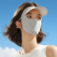 Breathable UV Face Covering With Brim Women Summer Mesh Mask Eye Protection